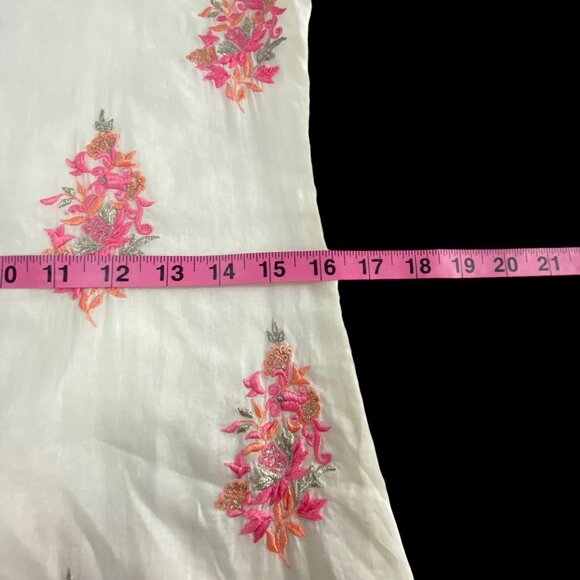 ASEESA Women Embroidered Floral Dress Sleeveless Knee Length Sz S White 26-5 - Picture 12 of 16